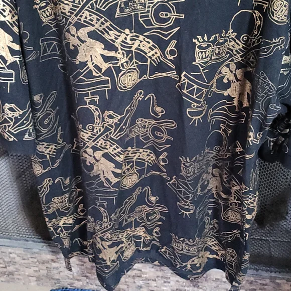 Men's Print Black Gold Shirt SIZE 4X - Picture 4 of 5